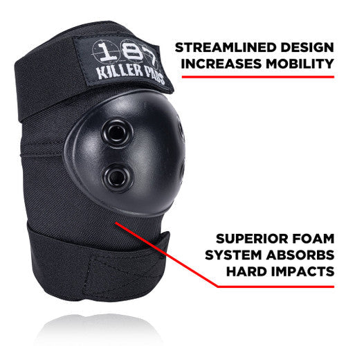 187 Killer Pads - Black Six Pack - Adult Knee/Elbow/Wrist Safety Gear Set