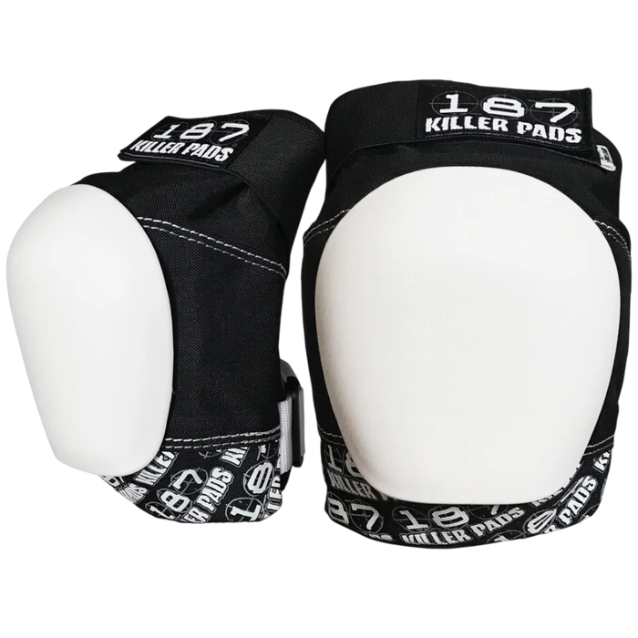 187 Killer Pads - Black/White Pro Knee Pads - Sold In Pairs