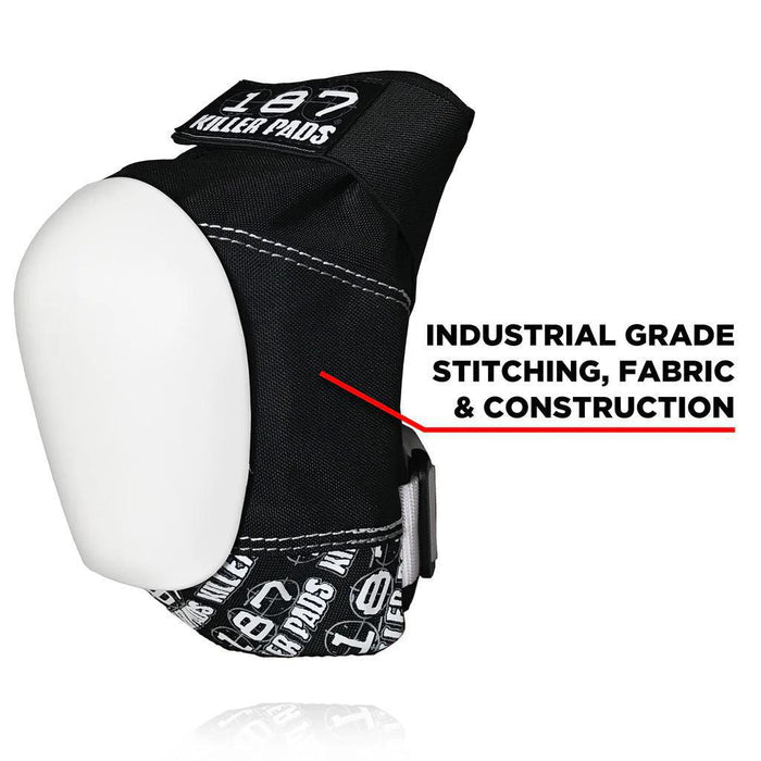 187 Killer Pads - Black/White Pro Knee Pads - Sold In Pairs