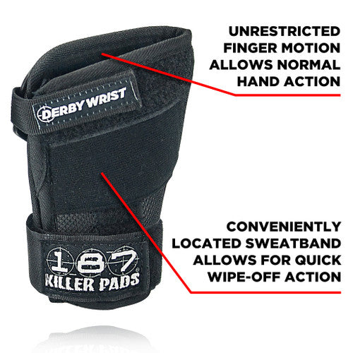 187 Killer Pads - Derby Wrist Guards | Black - Sold In Pairs