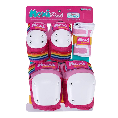 187 Killer Pads - Pink Moxi Super Six Pack - Adult Knee/Elbow/Wrist Safety Gear Set