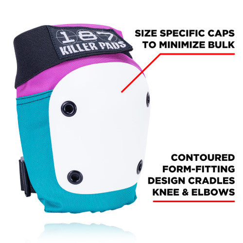 187 Killer Pads - Pink/Teal Six Pack - Adult Knee/Elbow/Wrist Safety Gear Set
