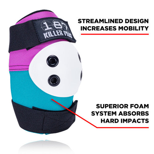 187 Killer Pads - Pink/Teal Six Pack - Adult Knee/Elbow/Wrist Safety Gear Set