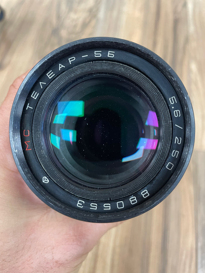 MC Telear-5b 250mm f5.6 P6 Mount Medium Format Telephoto Soviet Lens S# 880553