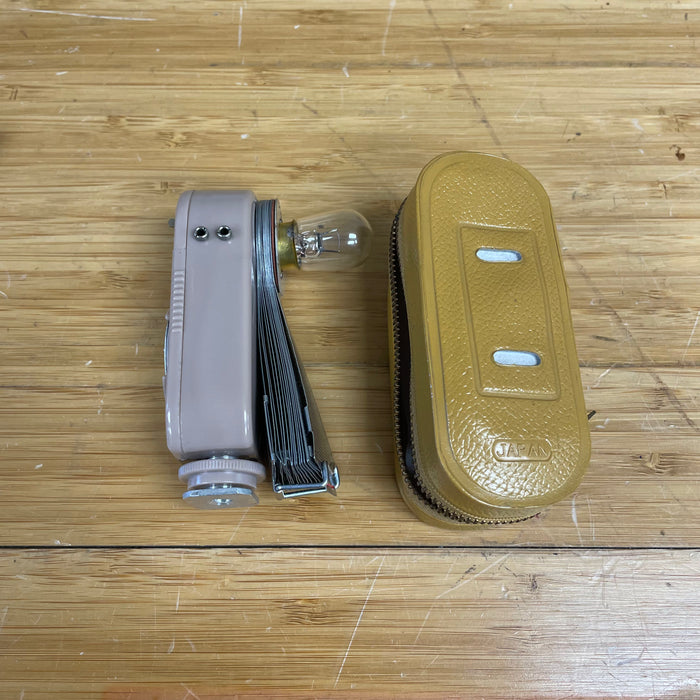 Popo Flash Dial Cold Shoe Mount Flash Battery Operated w/ Case - Made in Japan