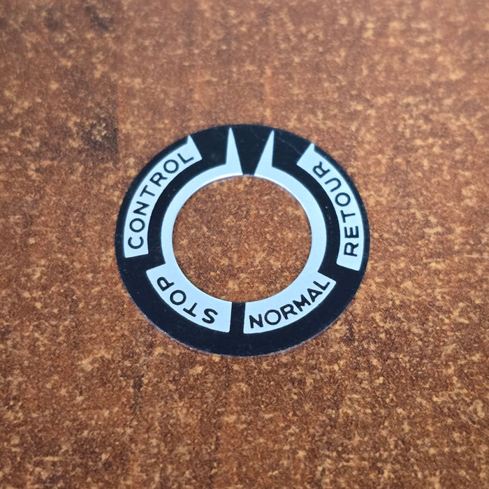 Beaulieu R-16 Decal for Master Switch Knob ( Control/Stop/Normal/Retour )