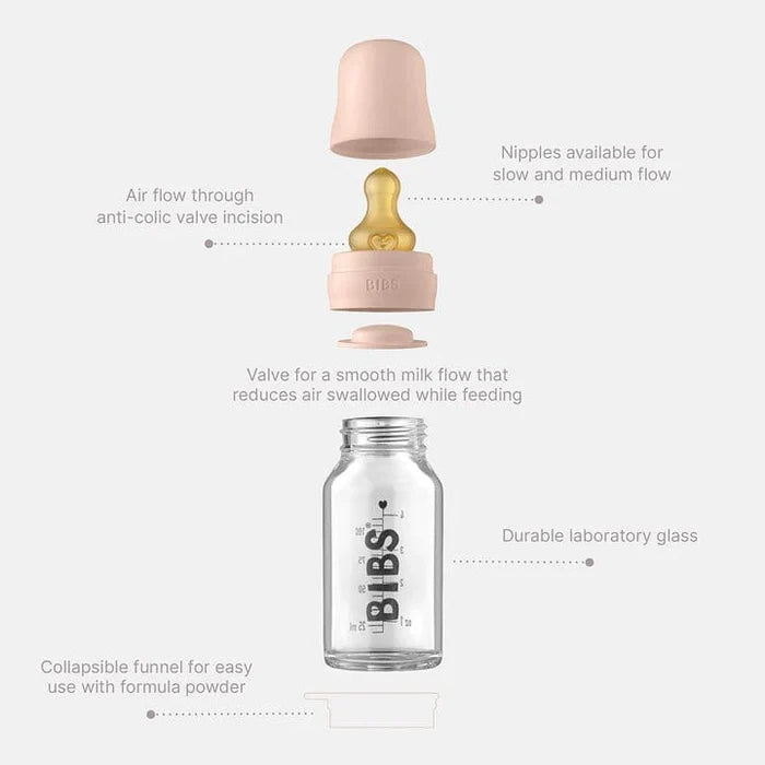 BIBS Baby Bottles BIBS Baby Glass Bottle Complete Set (225ml) - Ivory
