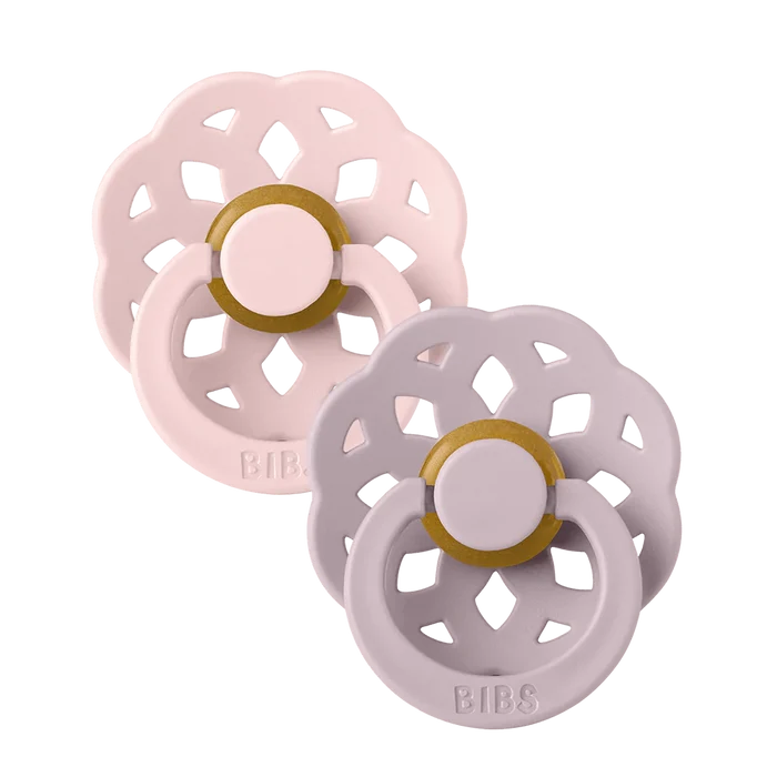 BIBS Baby Bottles BIBS Boheme Pacifiers 2 Pack (Size 1) - Blossom/Dusky Lilac