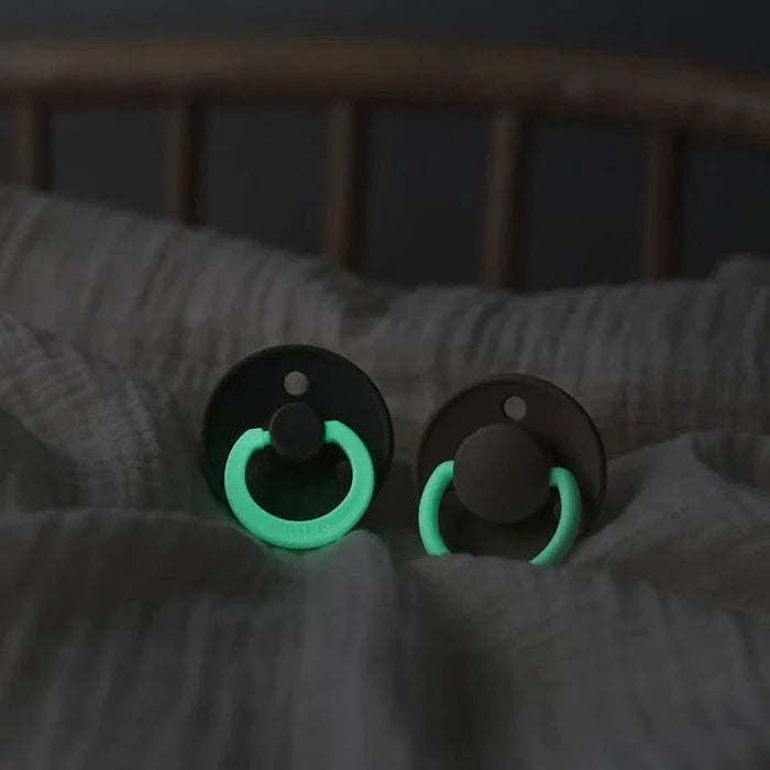 BIBS Pacifiers & Teethers BIBS Glow Pacifiers 2 Pack (Size 1) - Vanilla/Dark Oak