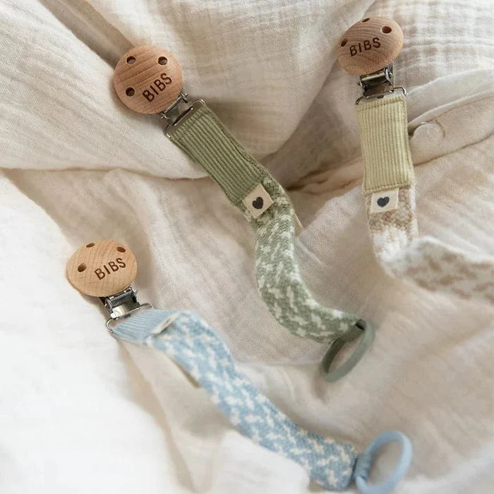 BIBS Pacifier Clip BIBS Pacifier Clip (Braided) - Baby Blue/Ivory