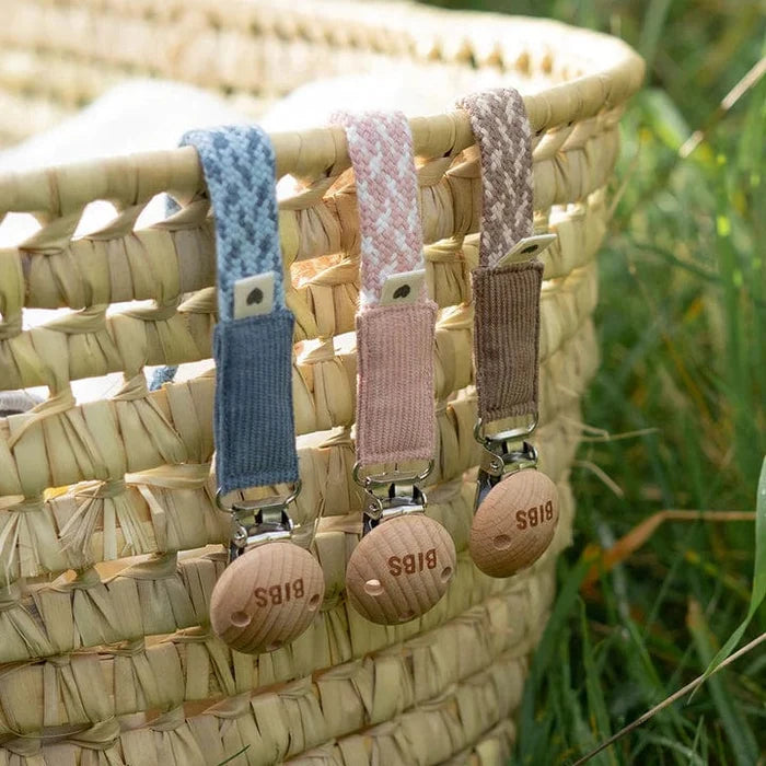 BIBS Pacifier Clip BIBS Pacifier Clip (Braided) - Baby Blue/Ivory