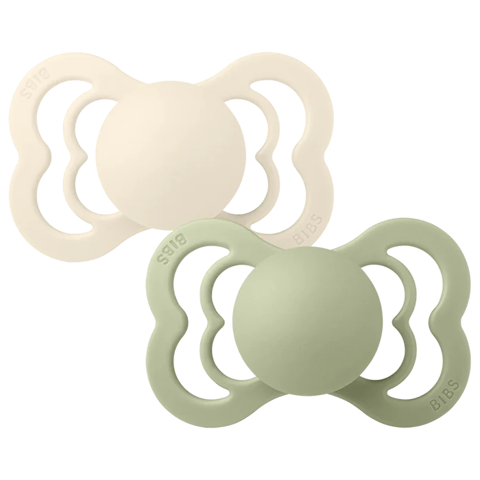 BIBS Pacifier Clip BIBS Supreme Pacifiers 2 Pack (Size 1) - Ivory/Sage