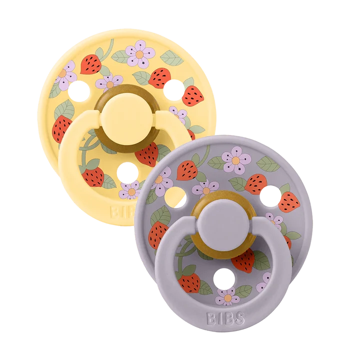 BIBS Health & Hygiene Bibs x Liberty Colour Strawberries & Cream Latex Pacifier (2 Pack, Size 1) - Pale Butter Mix