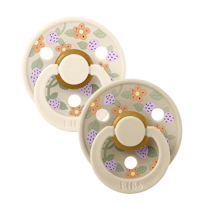 BIBS Health & Hygiene Bibs x Liberty Colour Strawberries & Cream Latex Pacifier (2 Pack, Size 1) - Ivory Mix
