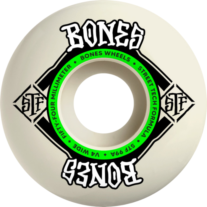 Bones - White 54mm x 34mm 99a V4 STF - Skateboard Wheels (4 pack)