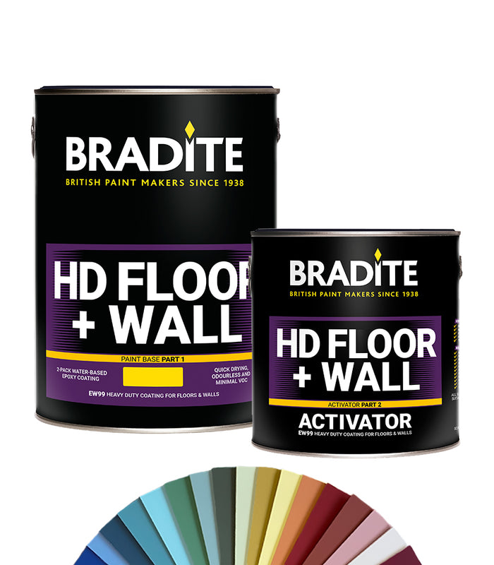 Bradite Heavy Duty Wall and Floor EW99 Paint + Activator - 4.5 Litre - Tinted Colour Match