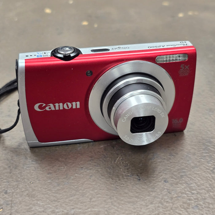 Canon Powershot A2500 (RED)- Digital Camera - Point & Shoot w/Case & Batteries