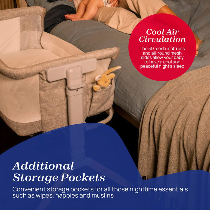 Chicco Cribs Chicco Next2Me Armonia Bedside Crib (with Motion Sensor Light) - Scandinavian