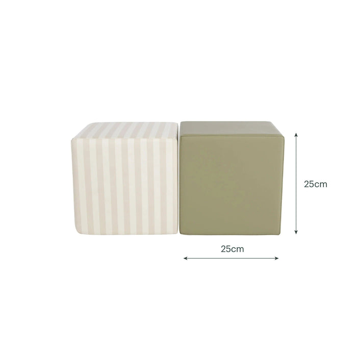 Cuddleco Toys CuddleCo Soft Play Cubes 2 Piece - Cookie Stripe & Olive