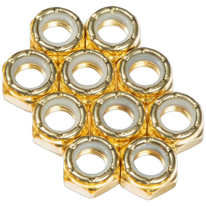 Defiant Upgrades - Gold 8mm Roller Skate Axle Nuts (10 Pack)