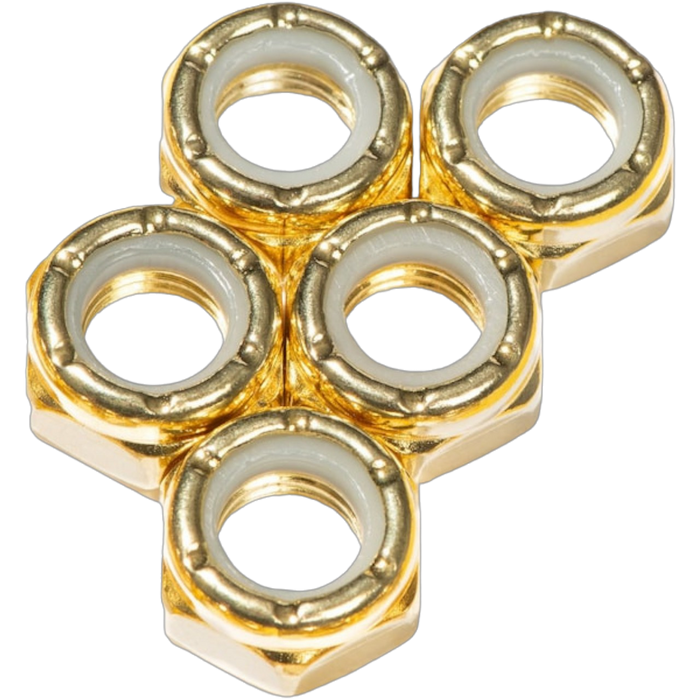 Defiant Upgrades - Gold 8mm Skateboard Axle Nuts (5 Pack)