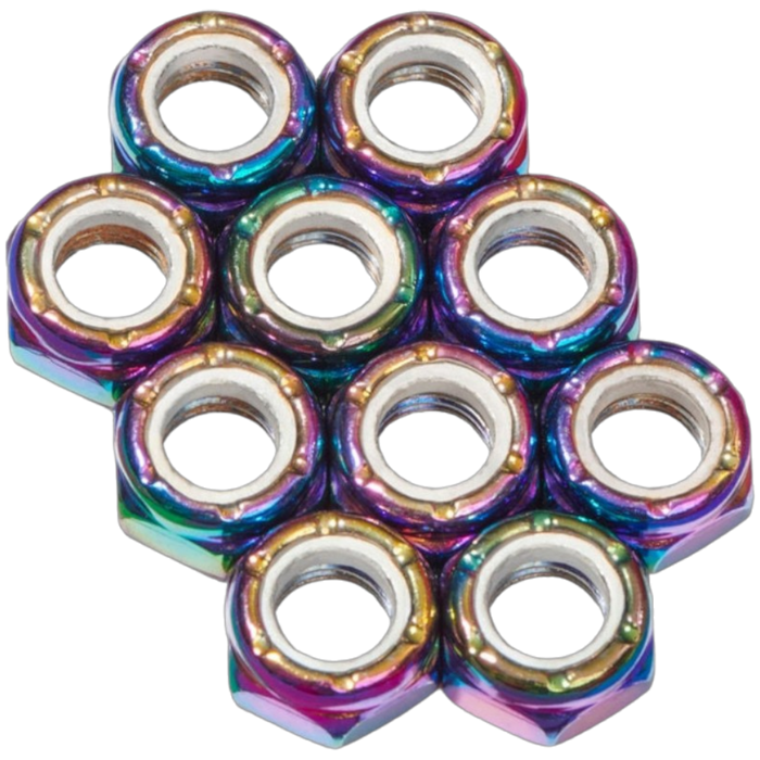 Defiant Upgrades - Oil Slick 8mm Roller Skate Axle Nuts (10 Pack)