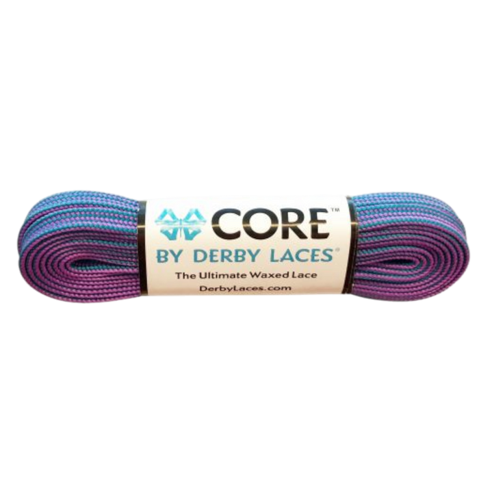 Derby Laces - Purple/Teal Stripe - Core Laces (Sold In Pairs)