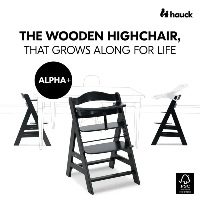 Hauck highchairs Hauck Alpha+ Wooden Highchair - Black