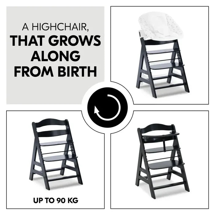 Hauck highchairs Hauck Alpha+ Wooden Highchair - Black