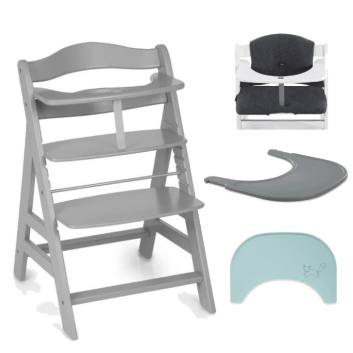 Hauck Nursing & Feeding Hauck Alpha+ Wooden Highchair Bundle - Grey