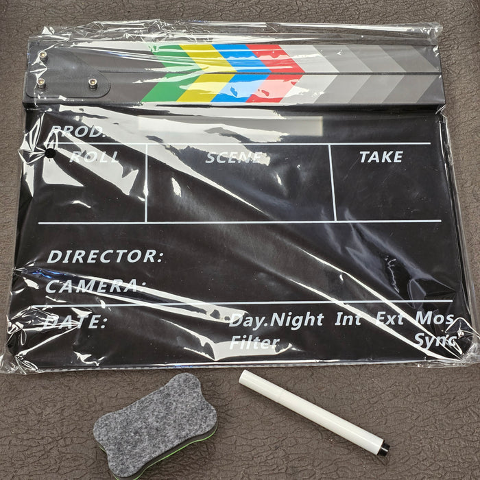 Hollywood Slate 12" x 10" Acrylic Dry Erase With Color Bars Clapper (Black)