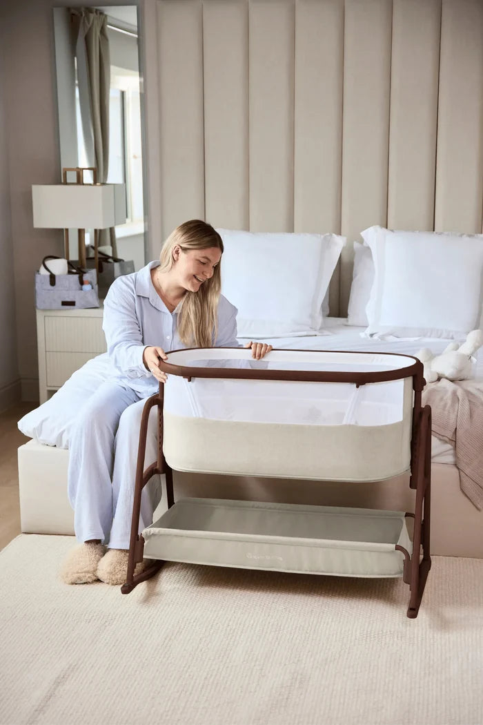 Ickle Bubba Bedside Crib Ickle Bubba Bubba&Me Luxe Bedside Crib – Stone