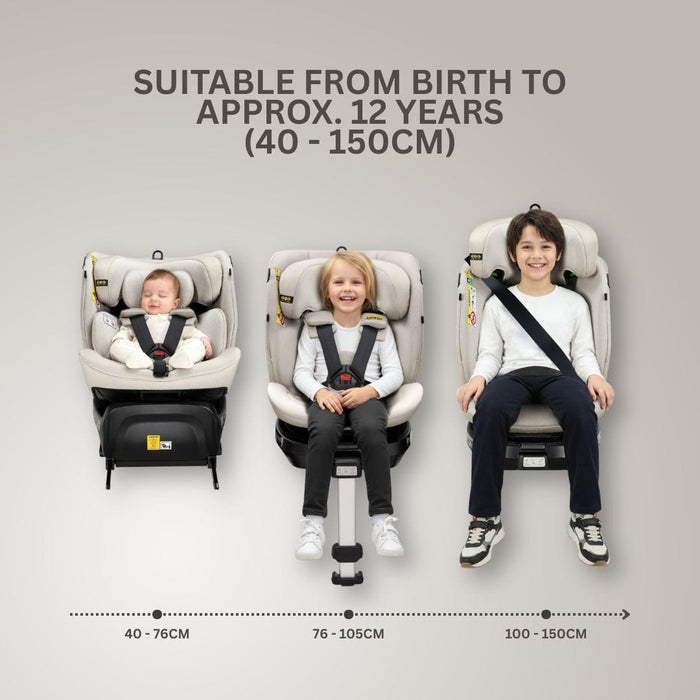 UK Baby Centre Car Seat Jovikids Ranger 2 i-Size 360 Rotating Car Seat - Milkstone