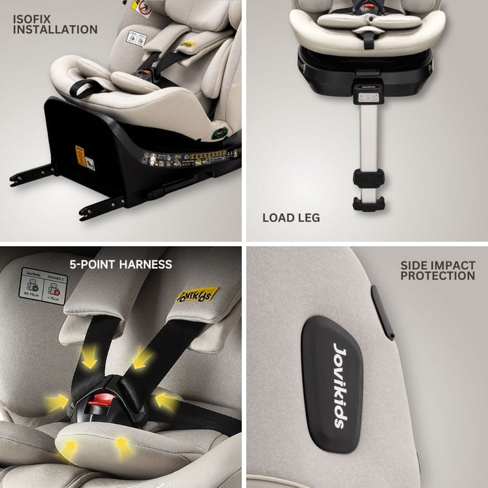 UK Baby Centre Car Seat Jovikids Ranger 2 i-Size 360 Rotating Car Seat - Milkstone