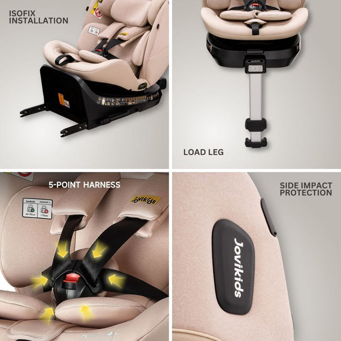 UK Baby Centre Car Seat Jovikids Ranger 2 i-Size 360 Rotating Car Seat - Rosewood