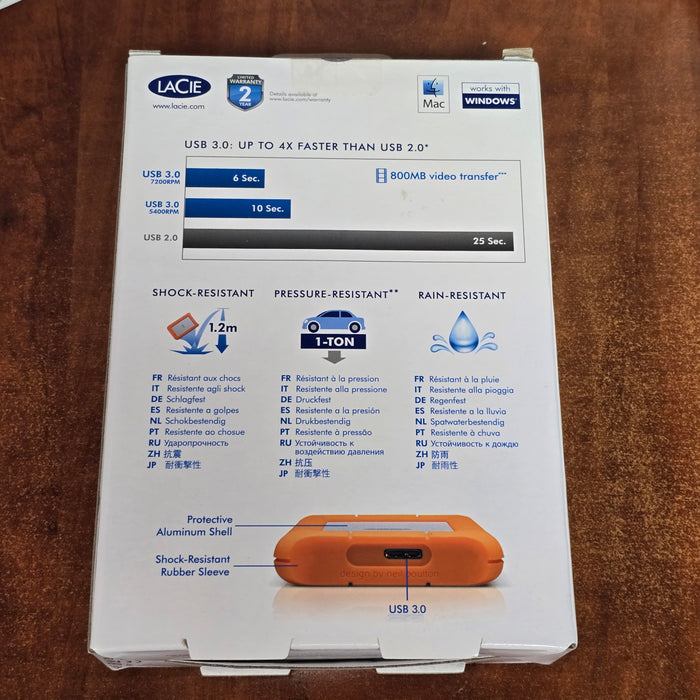 LaCie Rugged Mini 1TB USB 3.0 Portable External Hard Drive