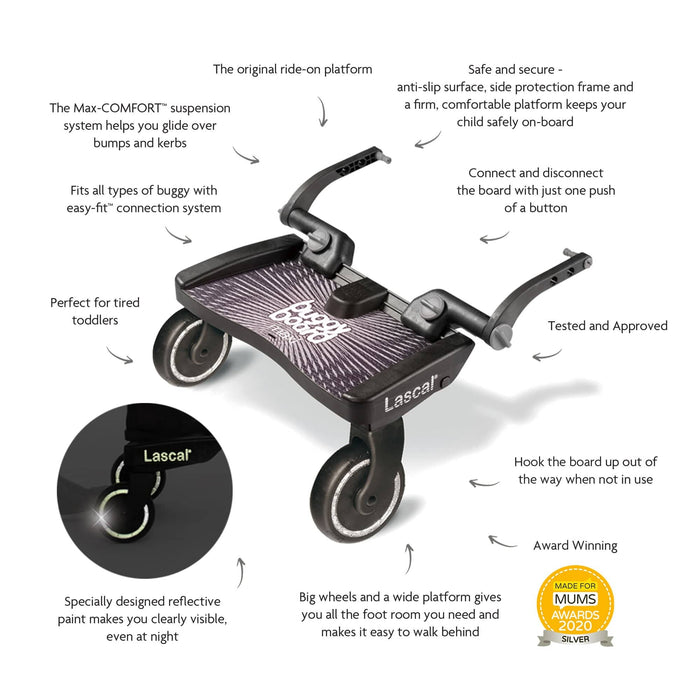 Lascal Buggy Boards Lascal BuggyBoard Maxi - Black (Grey Fittings)