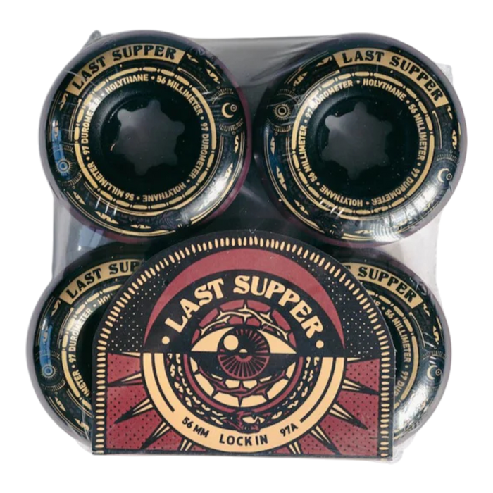 Last Supper - Burgundy 56mm 97A Holythane Lock-In Rollerskate Wheels (4 Pack)