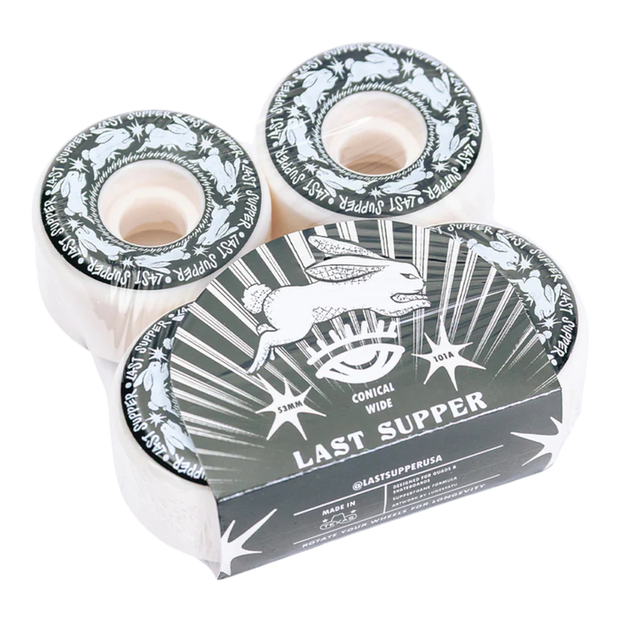 Last Supper - White 53mm 101A Conical Wide Skateboard Wheel (4 pack)