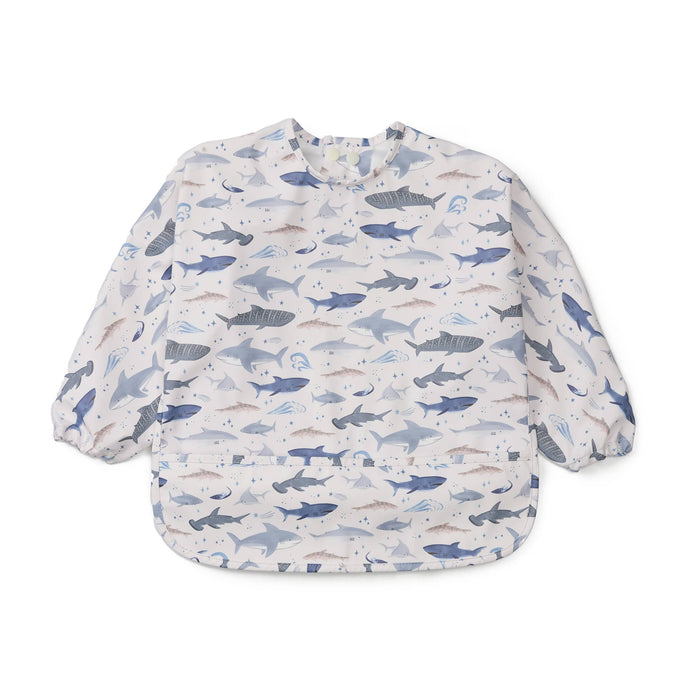 Loulou Lollipop Bibs Loulou Lollipop Long Sleeve Bib - Smiley Sharks