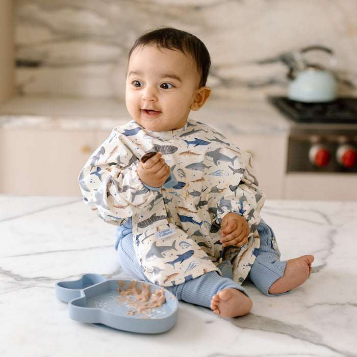 Loulou Lollipop Bibs Loulou Lollipop Long Sleeve Bib - Smiley Sharks