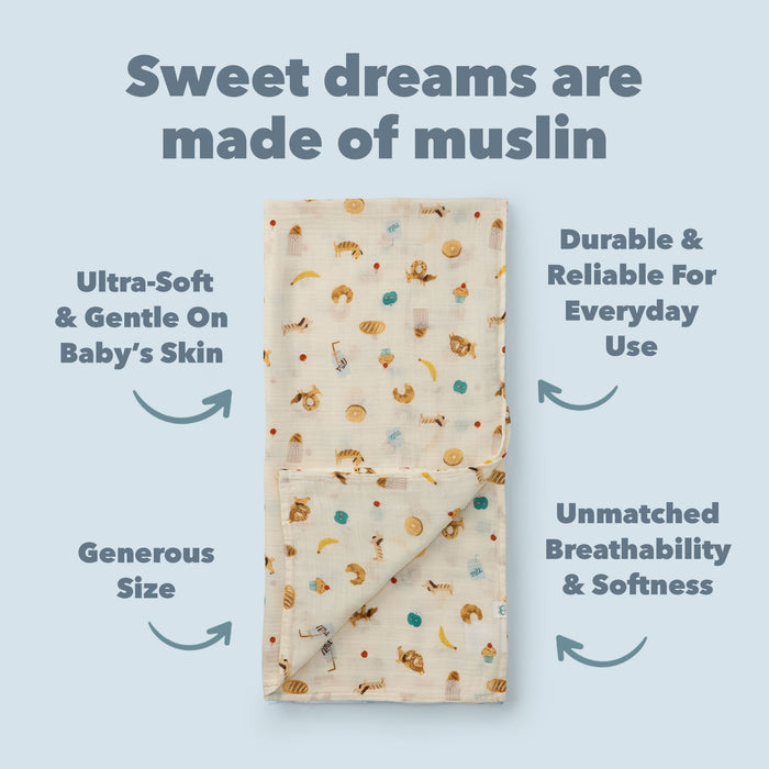 Loulou Lollipop Swaddle Loulou Lollipop Muslin Swaddle - French Breakfast