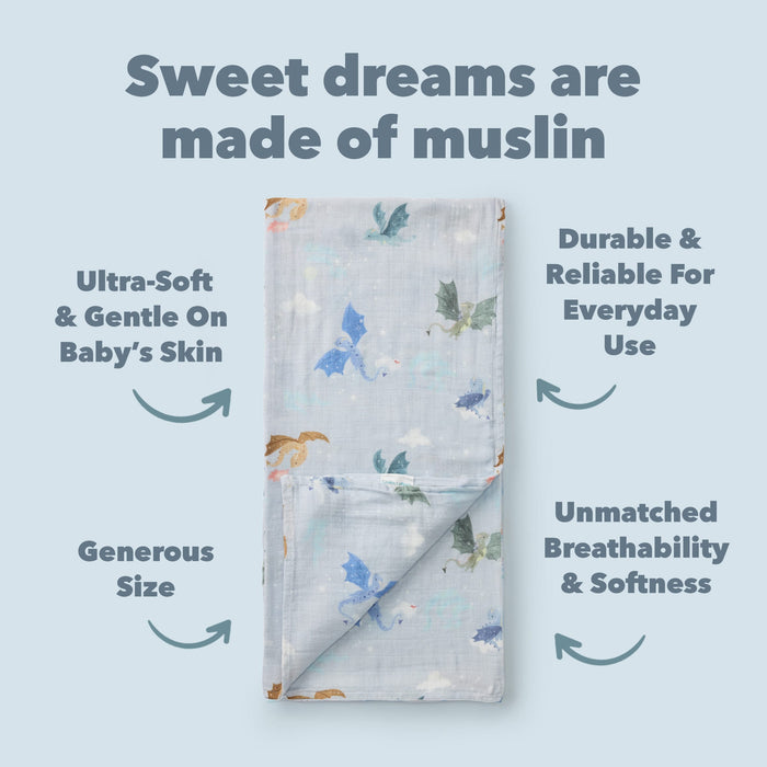 Loulou Lollipop Swaddle Loulou Lollipop Muslin Swaddle - Magical Dragons