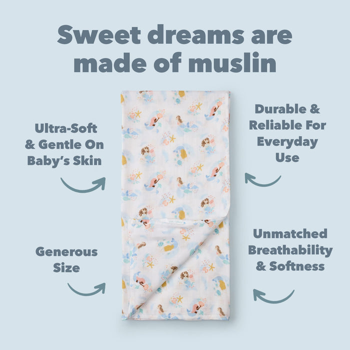 Loulou Lollipop Swaddle Loulou Lollipop Muslin Swaddle - Mermaids