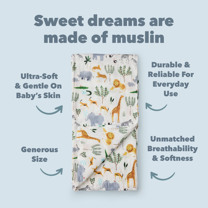Loulou Lollipop Swaddle Loulou Lollipop Muslin Swaddle - Safari Jungle