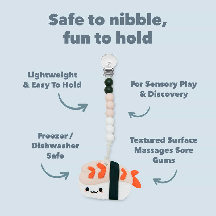 Loulou Lollipop Pacifiers & Teethers Loulou Lollipop Pacifier Clip Teething Set - Ebi Sushi