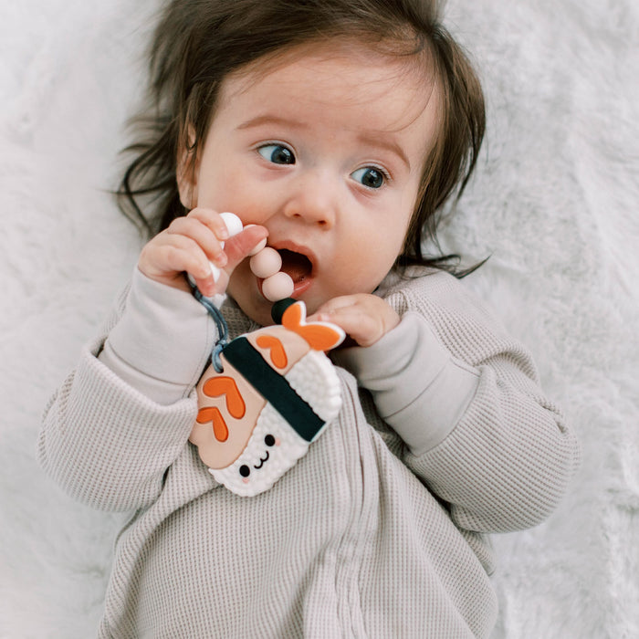 Loulou Lollipop Pacifiers & Teethers Loulou Lollipop Pacifier Clip Teething Set - Ebi Sushi