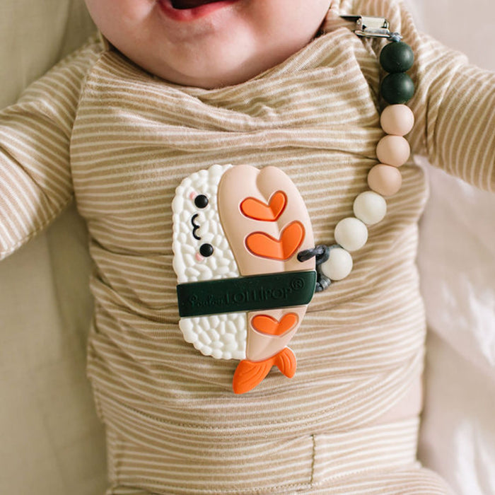 Loulou Lollipop Pacifiers & Teethers Loulou Lollipop Pacifier Clip Teething Set - Ebi Sushi