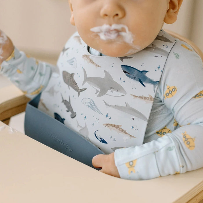 Loulou Lollipop Bibs Loulou Lollipop Silicone Bib - Smiley Sharks