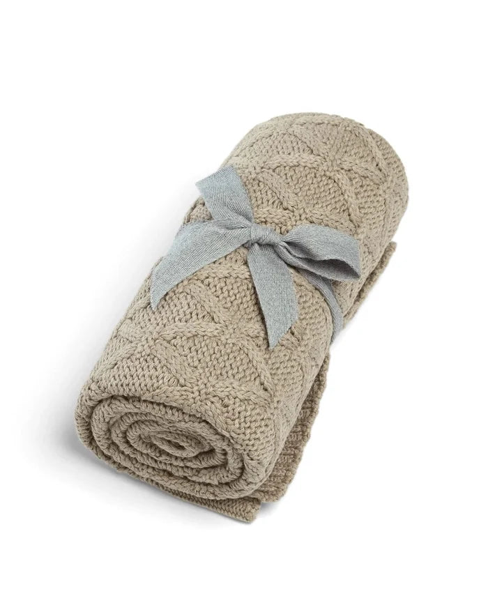 Mamas & Papas Blankets Mamas & Papas Cable Knit Blanket - Welcome to the World, Seedling Mocha
